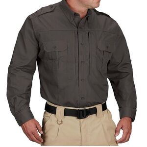 Propper Men Tactical Shirt Long Sleeve Military Work Uniform Button Up Gray XL